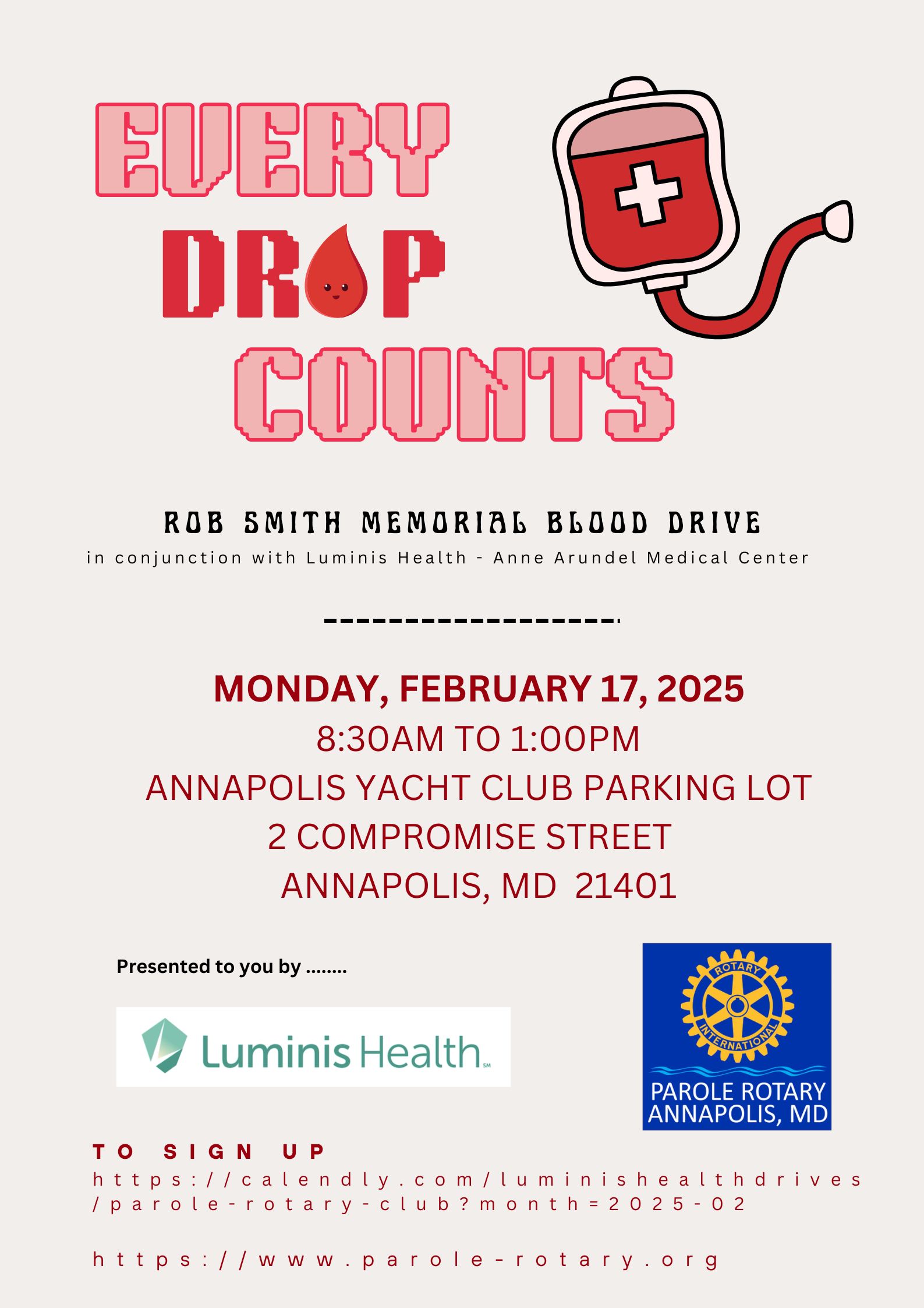 Flyer for Rob Smith blood drive